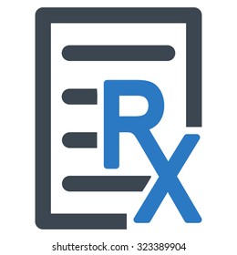 Receipt vector icon. Style is bicolor flat symbol, smooth blue colors, rounded angles, white background.