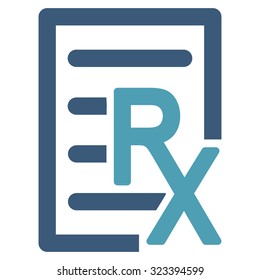 Receipt vector icon. Style is bicolor flat symbol, cyan and blue colors, rounded angles, white background.