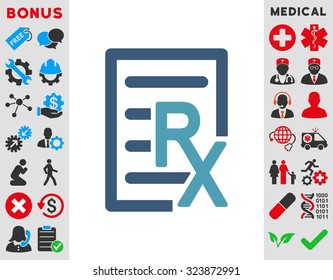 Receipt vector icon. Style is bicolor flat symbol, cyan and blue colors, rounded angles, white background.