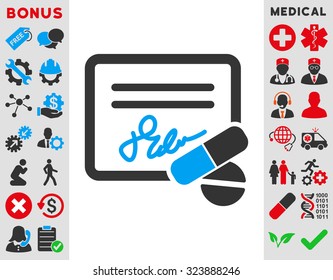 Receipt vector icon. Style is bicolor flat symbol, blue and gray colors, rounded angles, white background.