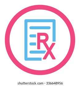 Receipt vector icon. Style is bicolor flat rounded symbol, pink and blue colors, rounded angles, white background.