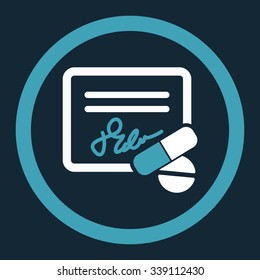 Receipt vector icon. Style is bicolor flat rounded symbol, blue and white colors, rounded angles, dark blue background.