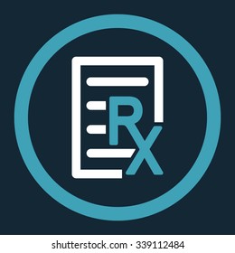 Receipt vector icon. Style is bicolor flat rounded symbol, blue and white colors, rounded angles, dark blue background.