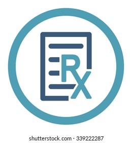 Receipt vector icon. Style is bicolor flat rounded symbol, cyan and blue colors, rounded angles, white background.