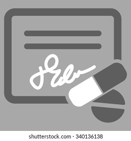 Receipt vector icon. Style is bicolor flat symbol, dark gray and white colors, rounded angles, silver background.