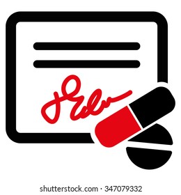 Receipt vector icon. Style is bicolor flat symbol, intensive red and black colors, rounded angles, white background.
