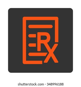 Receipt vector icon. Style is flat rounded square button, orange and gray colors, white background.