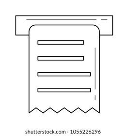 Receipt vector line icon isolated on white background. Receipt amount line icon for infographic, website or app.