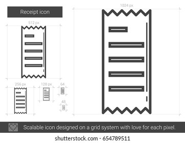 Receipt vector line icon isolated on white background. Receipt line icon for infographic, website or app. Scalable icon designed on a grid system.