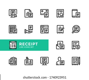 Iconos de línea vectorial de recepción. Conjunto simple de símbolos de contorno, elementos de diseño gráfico. Icono de línea