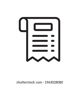 Receipt Vector Outline Icon. Banking and Finance Symbol EPS 10 FIle