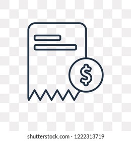 Receipt vector outline icon isolated on transparent background, high quality linear Receipt transparency concept can be used web and mobile