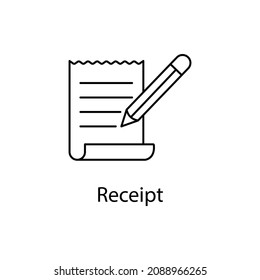 Receipt vector outline icon for web design isolated on white background