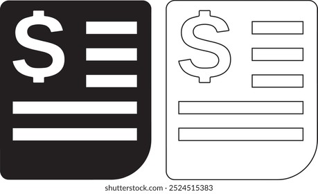 receipt vector outline icon white background