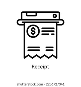 Receipt Vector Outline icon for your digital or print projects. stock illustration