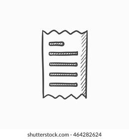 Receipt vector sketch icon isolated on background. Hand drawn Receipt icon. Receipt sketch icon for infographic, website or app.