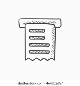 Ícone de esboço do vetor de recebimento isolado no plano de fundo. Ícone Recebimento desenhado à mão. Ícone de esboço de recibo para infográfico, site ou aplicativo.