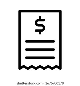 Receipt Vector Thin Line Icon 