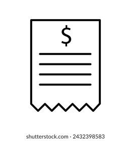 receipt vector thin line icon simple flat illustration on white background..eps