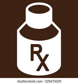 Receipt Vial vector icon. Style is flat symbol, white color, rounded angles, brown background.