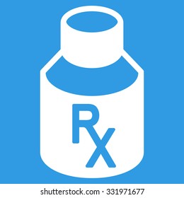 Receipt Vial vector icon. Style is flat symbol, white color, rounded angles, blue background.