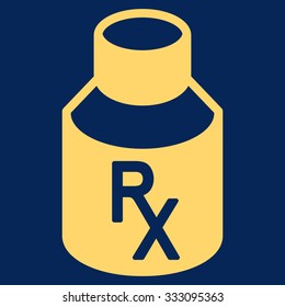 Receipt Vial vector icon. Style is flat symbol, yellow color, rounded angles, blue background.