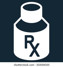 Receipt Vial vector icon. Style is flat symbol, white color, rounded angles, dark blue background.