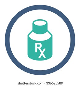 Receipt Vial vector icon. Style is bicolor flat rounded symbol, cobalt and cyan colors, rounded angles, white background.