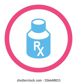 Receipt Vial vector icon. Style is bicolor flat rounded symbol, pink and blue colors, rounded angles, white background.