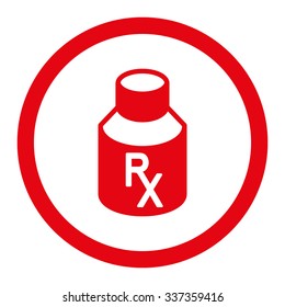 Receipt Vial vector icon. Style is flat rounded symbol, red color, rounded angles, white background.