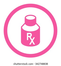 Receipt Vial vector icon. Style is flat rounded symbol, pink color, rounded angles, white background.