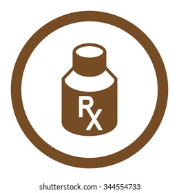 Receipt Vial vector icon. Style is flat rounded symbol, brown color, rounded angles, white background.