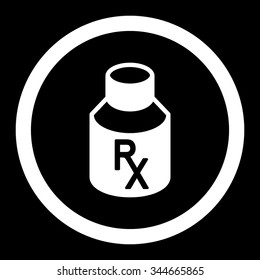 Receipt Vial vector icon. Style is flat rounded symbol, white color, rounded angles, black background.