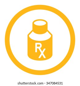 Receipt Vial vector icon. Style is flat rounded symbol, yellow color, rounded angles, white background.