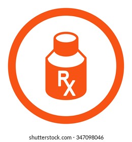 Receipt Vial vector icon. Style is flat rounded symbol, orange color, rounded angles, white background.