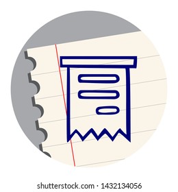 Receipt Voucher Icon on a Notebook Sheet 