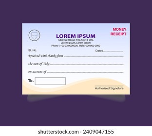 Receipt voucher Royalty free Vector design, financial receipt, Money payment bank check voucher.