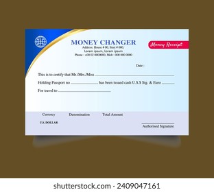 Diseño de vales de recibo sin regalías de vectores, recibo financiero, vale de cheque bancario de pago de dinero.