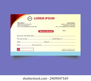 Receipt voucher Royalty free Vector design, financial receipt, Money payment bank check voucher.