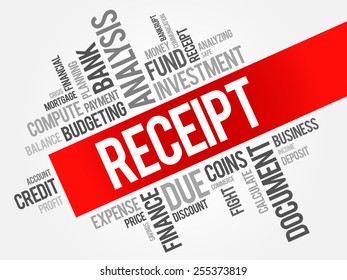 RECEIPT word cloud, business concept