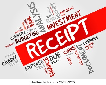 RECEIPT word cloud, business concept 