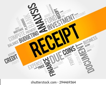 RECEIPT word cloud, business concept