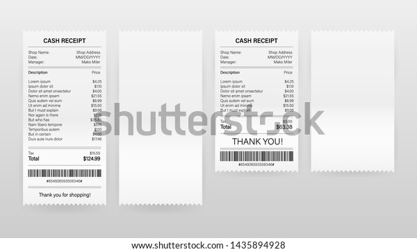 Receipts Vector Illustration Realistic Payment Paper Stock Vector ...