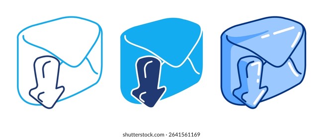 Receive 3d icon vector style for communication user interface Blue, Dualline, Dualtone style.
