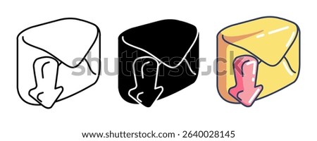 Receive 3d icon vector style for communication user interface Line, Filled, Color style.