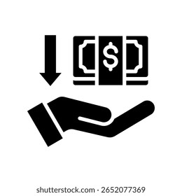 Ilustración vectorial de glifo de icono de importe de recepción