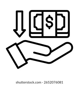 Ilustración vectorial de línea de icono de importe de recepción