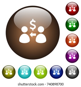 Receive Dollars white icons on round color glass buttons