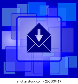 Receive e-mail icon. Internet button on abstract background. 