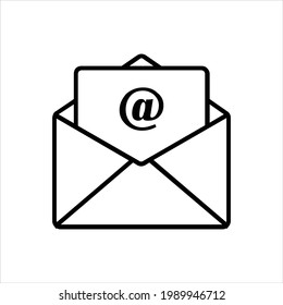 Receive email icon. Opened envelope with letter inside. Vector illustration.